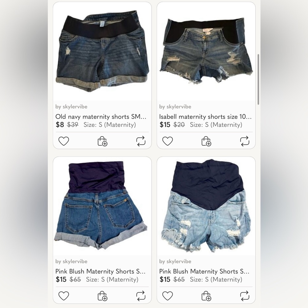 Lot of 6 - maternity shorts size small SUMMER